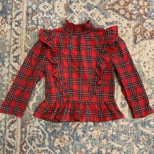 English Factory Women’s Plaid Ruffle Top